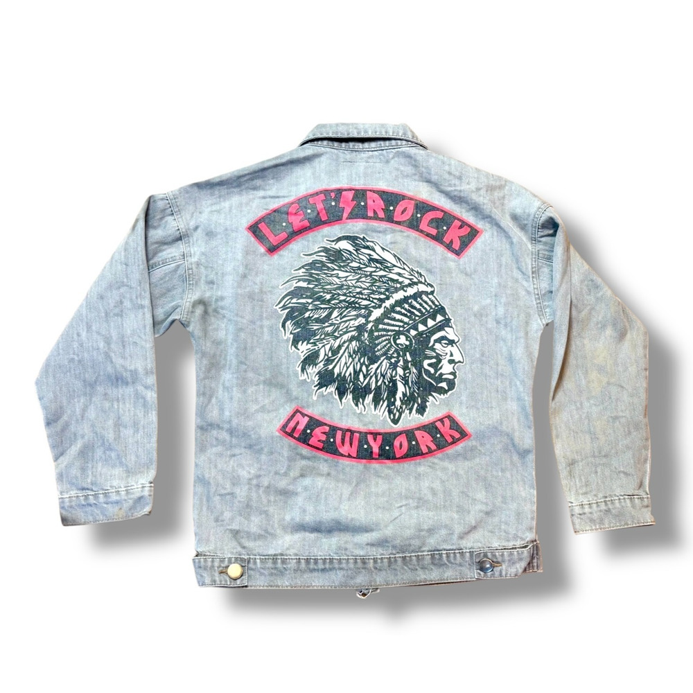 Smyth Men's Denim Jacket S Chief Headdress Srtreetwear Moto Indie NYC Punk Biker